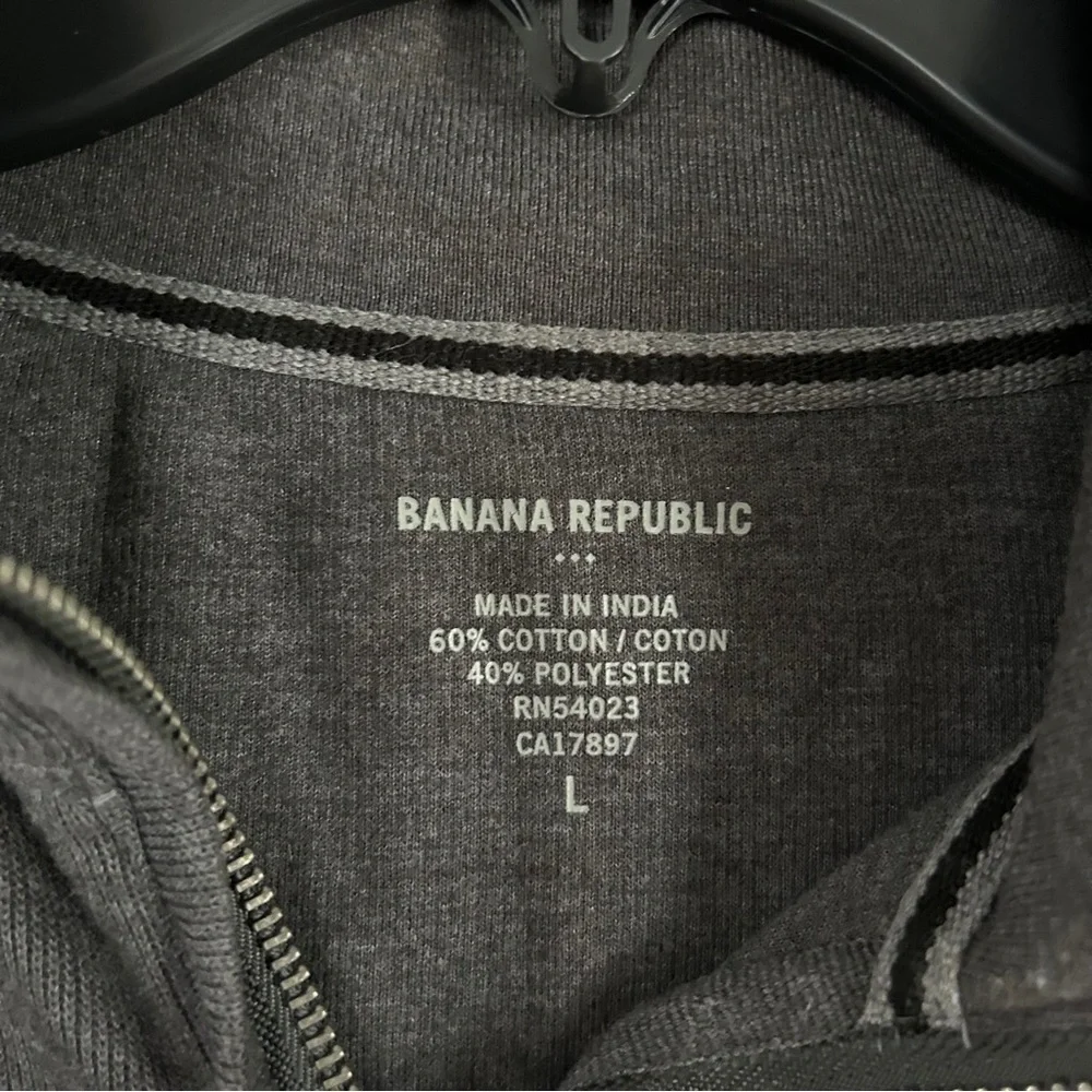 Banana Republic Grey Quarter Zip Pullover Sweatshirt Casual Large Elbow Patch